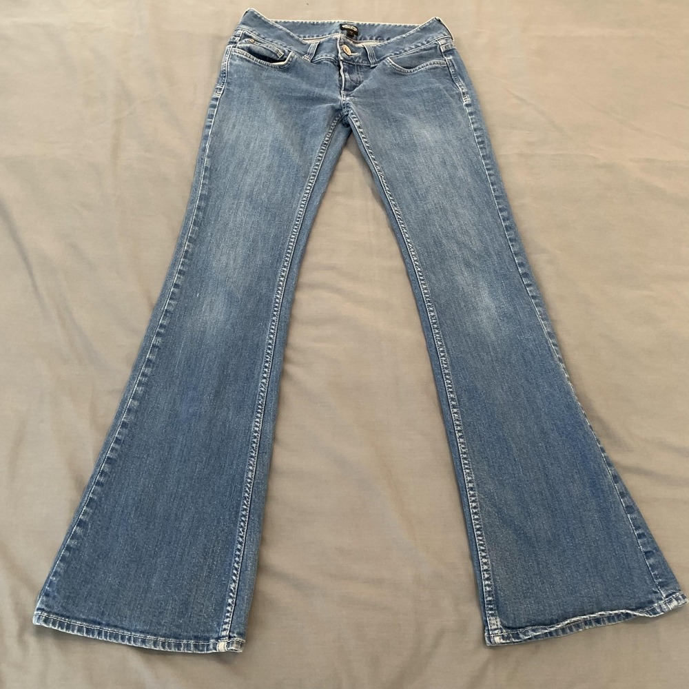 Vans Jeans Juniors 7 Blue Medium Wash Low Rise Flare Stretch Denim Pants